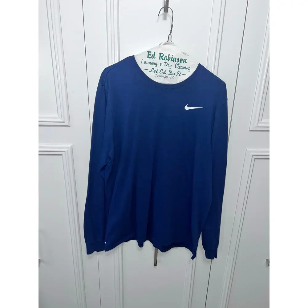 Nike Men's Blue Long‎ Sleeve Athletic Fit Dri-FIT Shirt Size XL